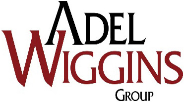 logo of adelwiggins group featuring the company name in red and black text with a stylized design.