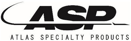 logo of asp, atlas specialty products, featuring stylized black letters "asp" with the full name underneath.
