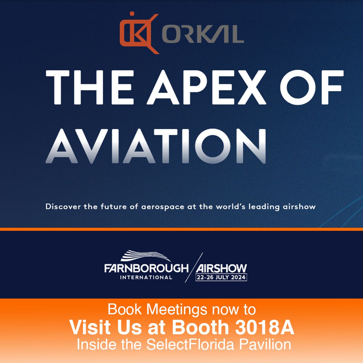 orkal, ### the apex of aviation

join orkal industries at the farnborough international airshow, july 22-26, 2024.

---

explore our premium aircraft fittings and precision tooling designs.

---

discover advanced repair solutions and comprehensive logistic support tailored for aerospace needs. 

---

learn about our aerospace quality assembly solutions and fluid transfer systems.

---

optimize your supply chain with orkal industries' expertise in compliant, aircraft-grade components.

---

meet us at mro americas from april 9-11, 2024. 

booth 3018a in the selectflorida pavilion. book your meetings now!